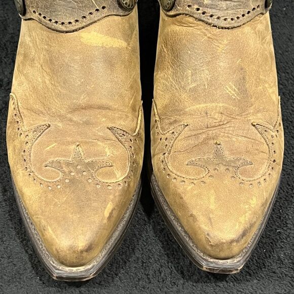 🔥🔥 Brown ABILENE SAGE Soft Leather Snip Toe Chain Western Boots - EXCELLENT - Picture 5 of 13